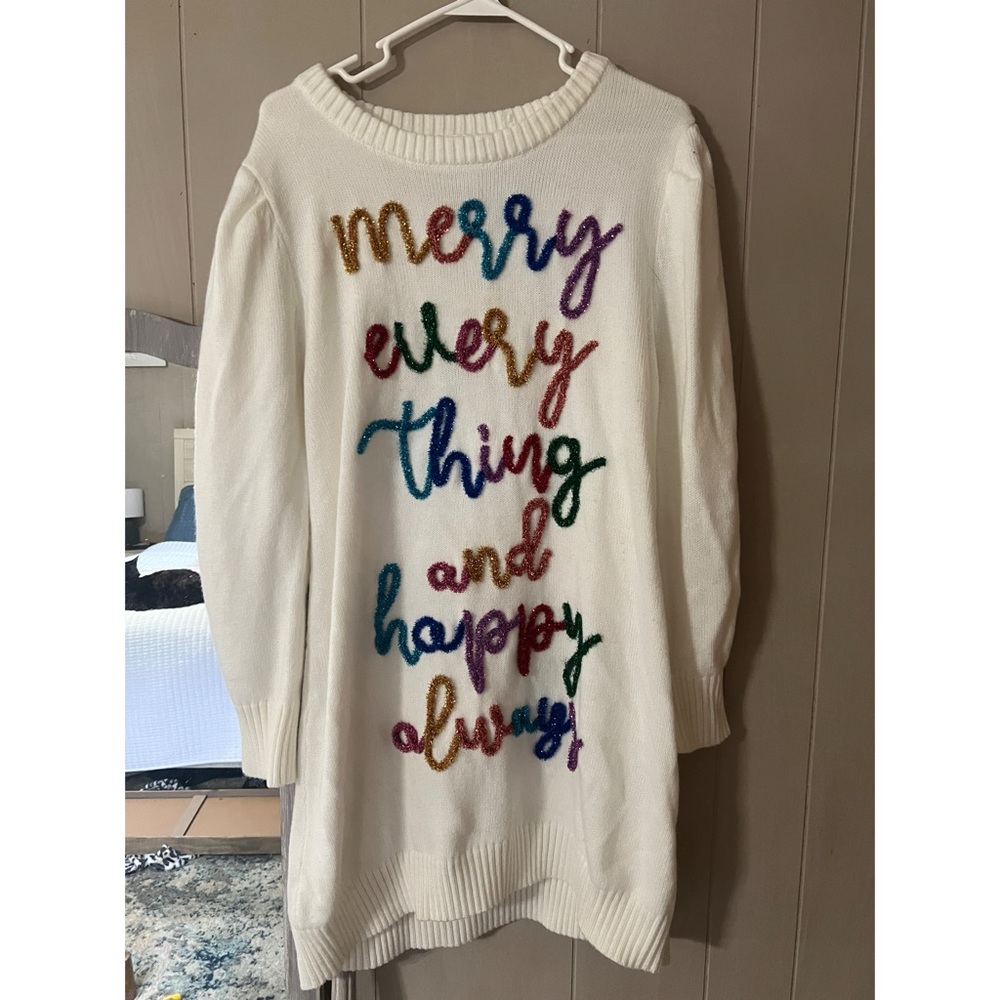(PENDING SALE) Queen of Sparkles | Merry Everything White Sweater Dress
